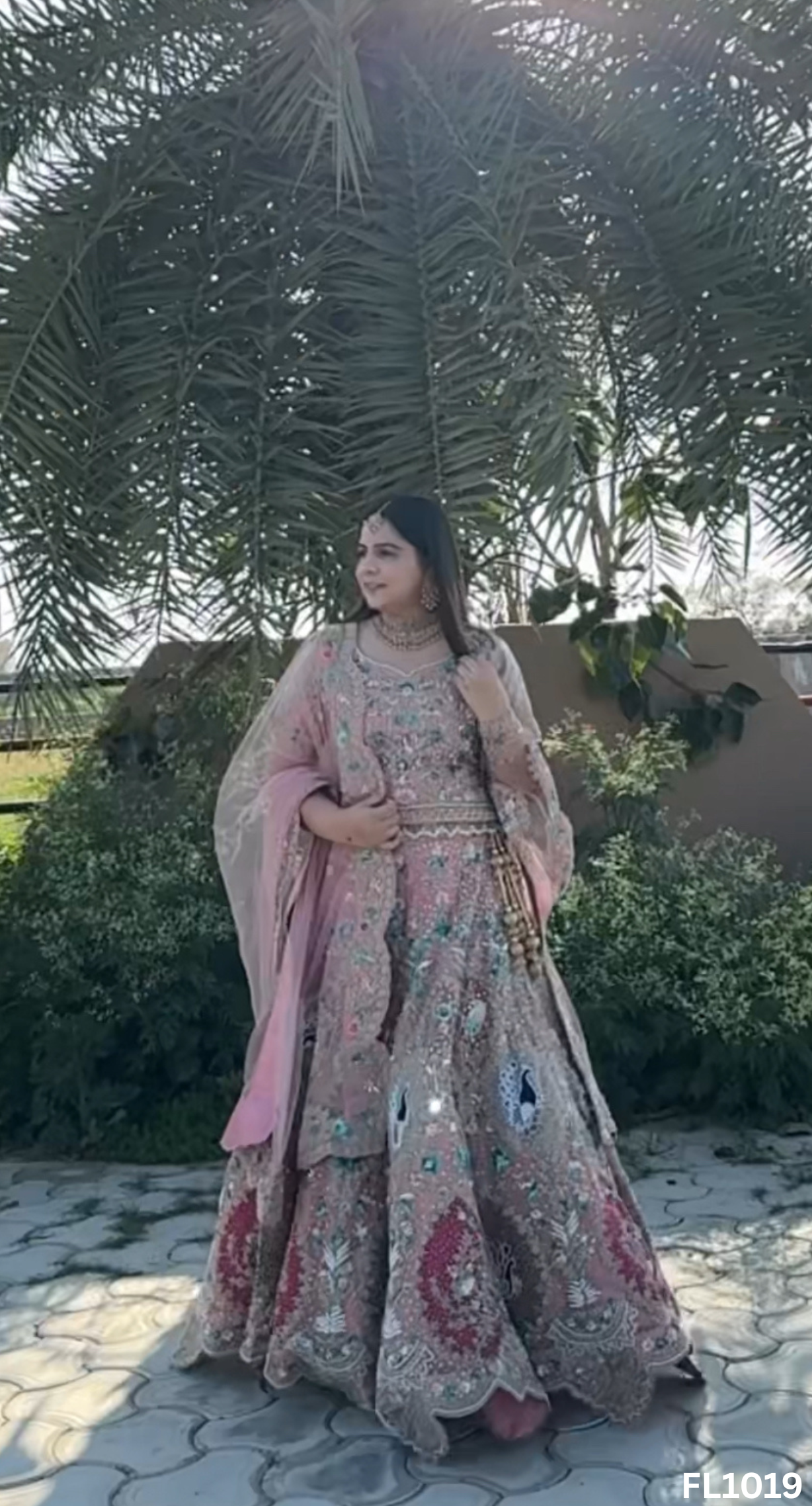 FL1019 | Baby-Pink | Net | Bridal Lehenga | Net | Hand Embroidery | Wedding Day | Designer Bridal Lehenga