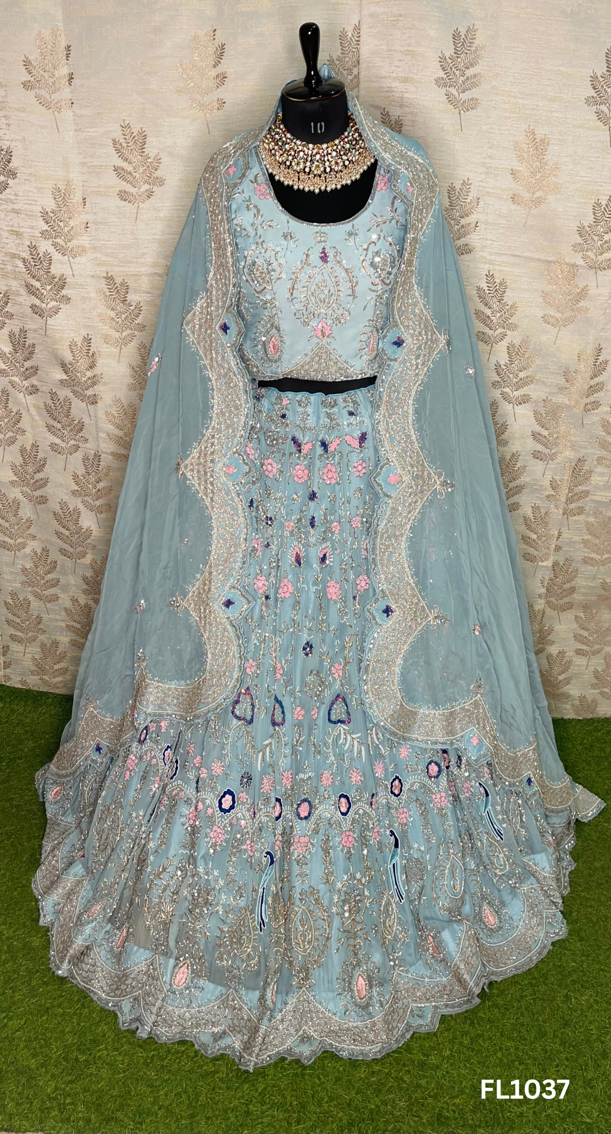 FL1037 | Bridal Lehenga | Organza Hand Embroidery |Wedding Day | Designer Bridal Lehenga |