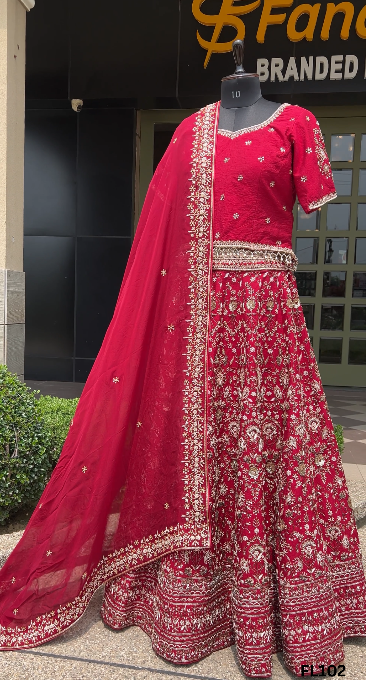 FL102 | Bridal Lehenga | Raw-Silk | Hand Embroidery | Wedding Day | Designer Bridal Lehenga |