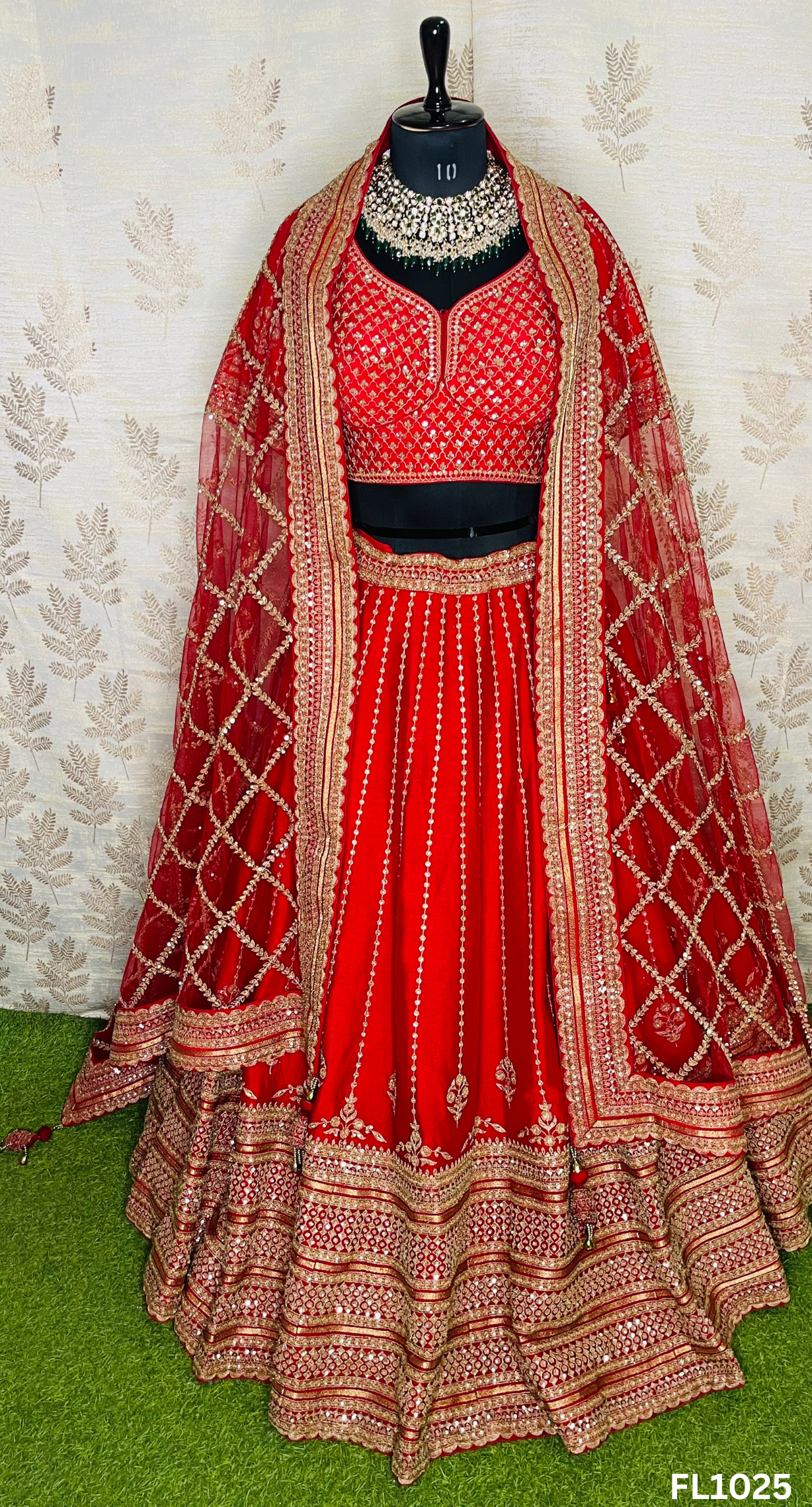 FS1025 | Bridal Lehenga | Raw Silk | Hand Embroidery | Wedding Day | Designer Bridal Lehenga |