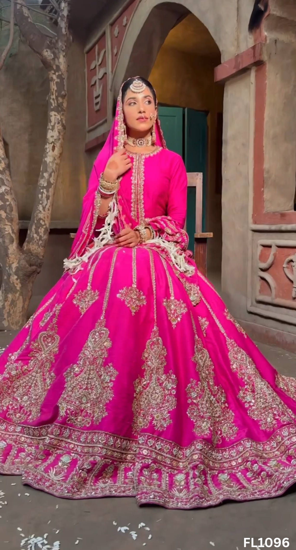 FL1096 | Hot-Pink | Bridal Lehenga | Silk | Hand Embroidery |Wedding Day | Designer Bridal Lehenga