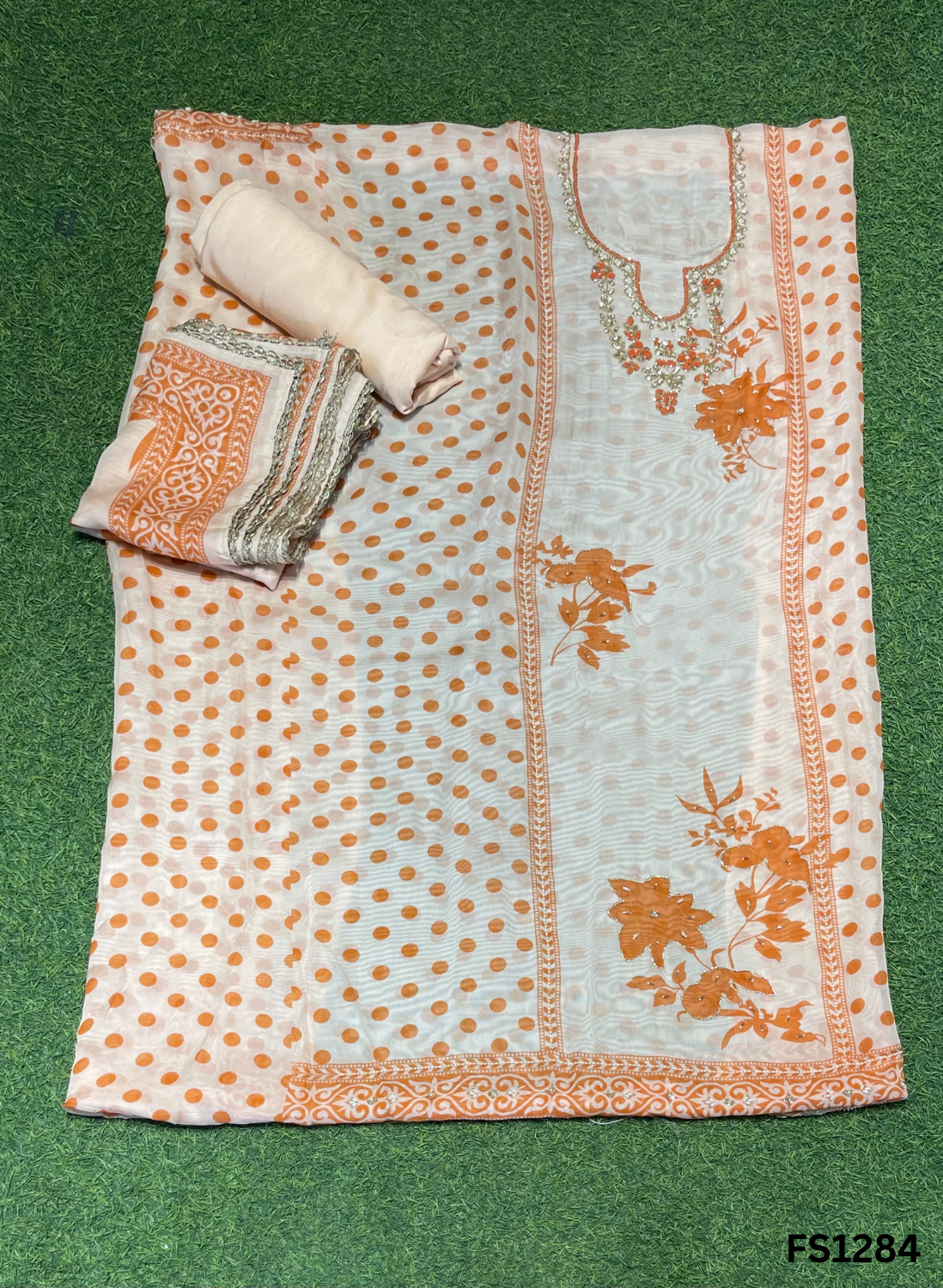 FS1284 | Orange | Burberry Suit | Party Wear | Wedding | Jaggo | Ring Ceremony | Festival |