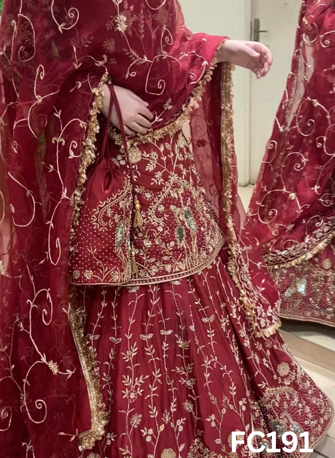 FC191 | Made To Order (35-45 Days ) | Silk Lehenga | Red | Bridal Lehenga | Party Wear | Wedding | Festival | Celebrity | Ring Ceremony