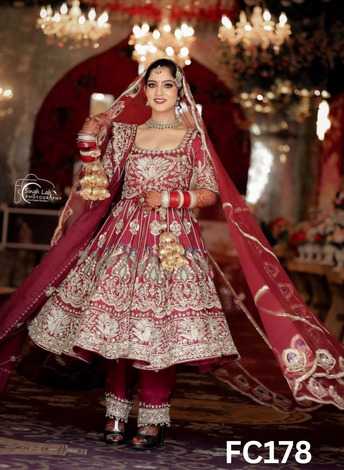 FC178 | Made To Order (20-25 Days ) | Silk Lehenga | Red | Bridal Lehenga | Party Wear | Wedding | Festival | Celebrity | Ring Ceremony