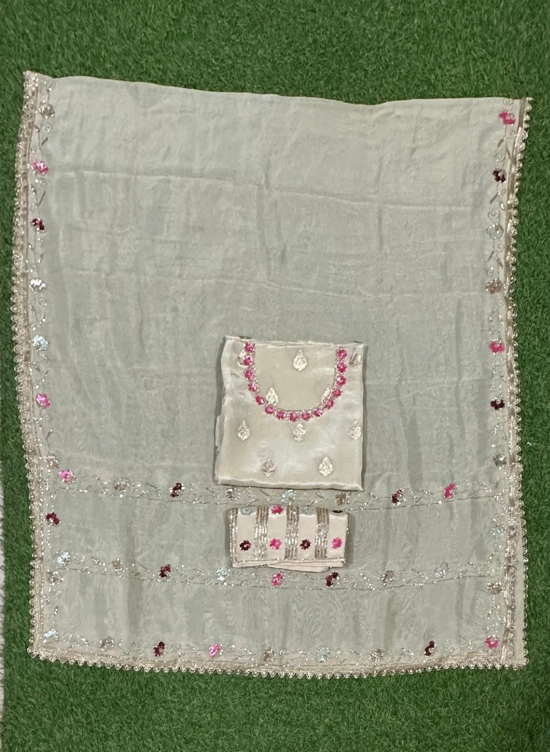 Cream Shimmer Suit | Party Wear | Wedding | Jaggo | Ring Ceremony | Festival |