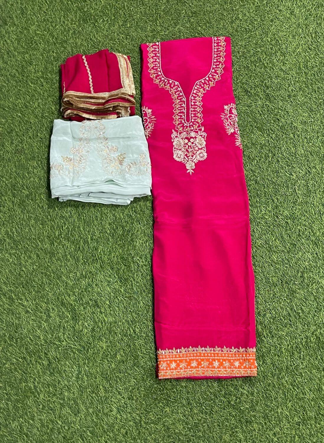 FS207 | Hot pink Crepe | Crepe Suit | Wedding | Party Wear | Ring Ceremony | Festival Suit | Allover suIT| F9FAAA