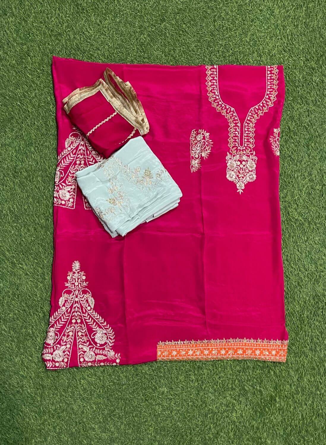 FS207 | Hot pink Crepe | Crepe Suit | Wedding | Party Wear | Ring Ceremony | Festival Suit | Allover suIT| F9FAAA