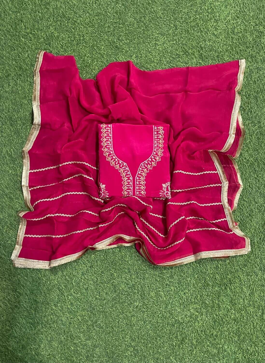 FS207 | Hot pink Crepe | Crepe Suit | Wedding | Party Wear | Ring Ceremony | Festival Suit | Allover suIT| F9FAAA