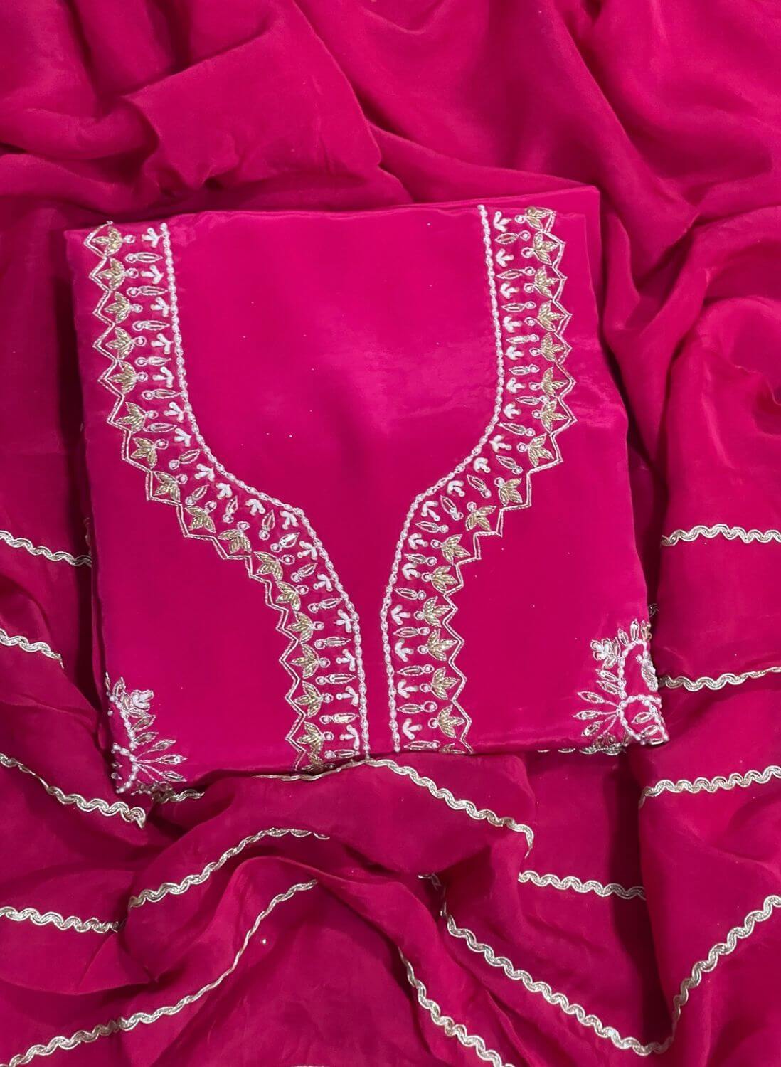 FS207 | Hot pink Crepe | Crepe Suit | Wedding | Party Wear | Ring Ceremony | Festival Suit | Allover suIT| F9FAAA