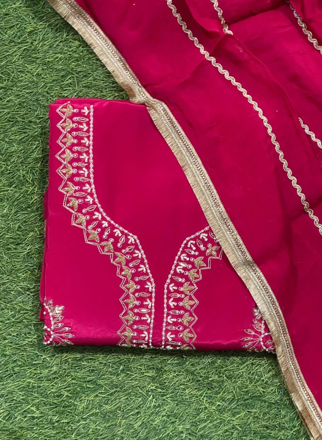 FS207 | Hot pink Crepe | Crepe Suit | Wedding | Party Wear | Ring Ceremony | Festival Suit | Allover suIT| F9FAAA