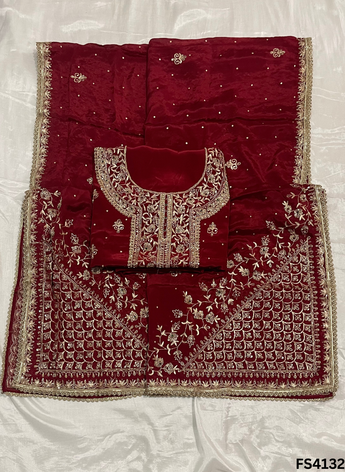 FS4132 | Crepe Suit | Party Wear | Bridal Suit | Wedding Suit | Jaggo Suit | Festival Suit |