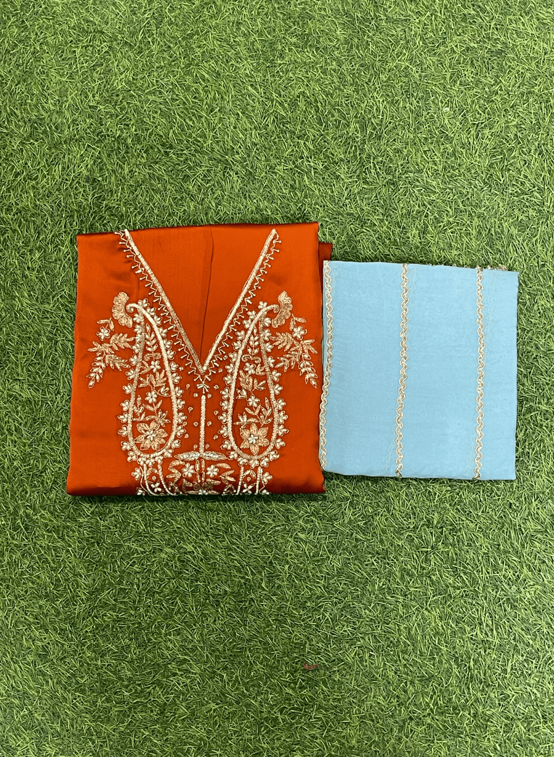 FS736 | Rust Crepe | Crepe Suit | Wedding | Party Wear | Ring Ceremony | Festival Suit | Allover suit |