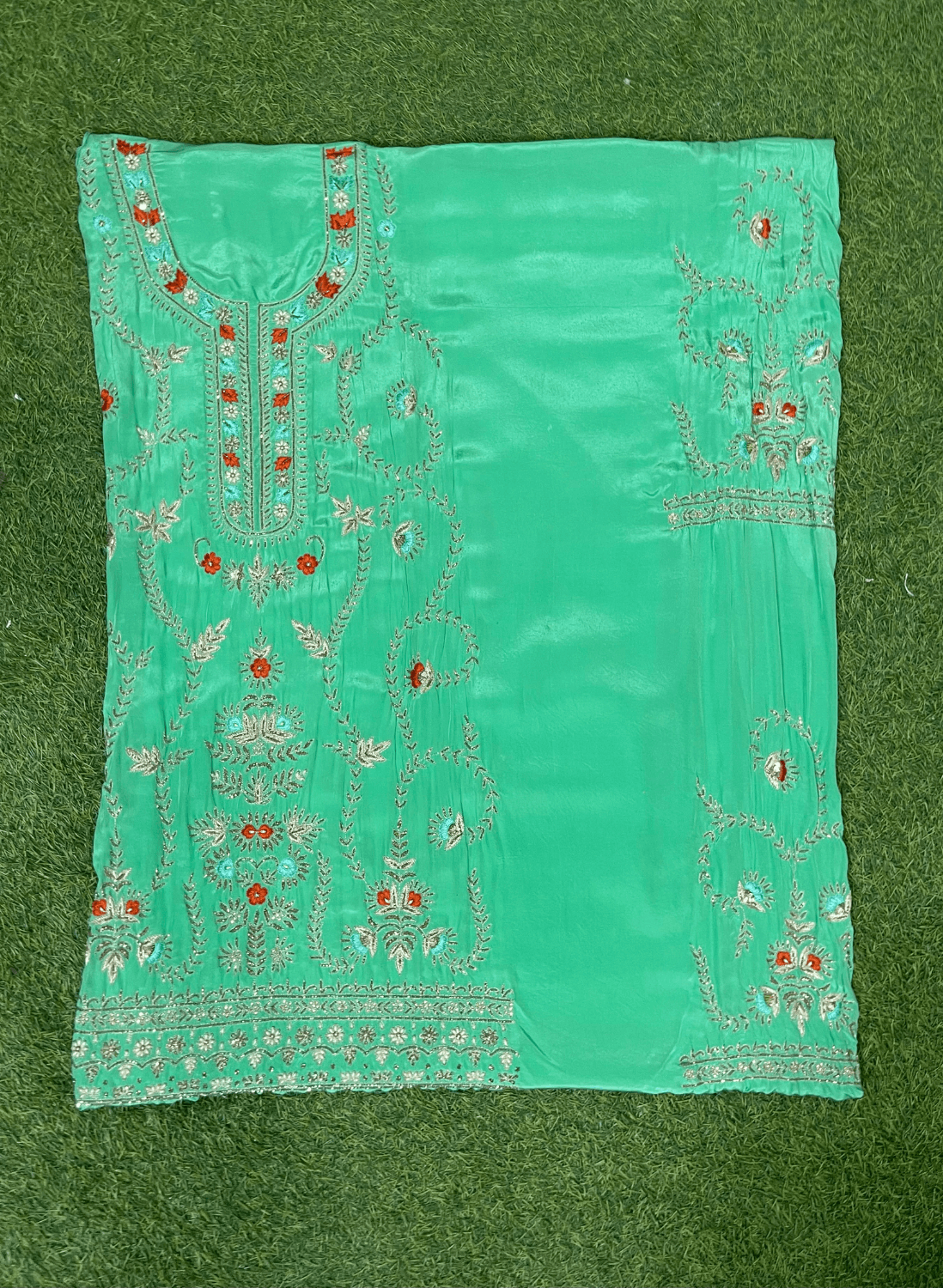 Light Green | Crepe | Crepe Suit | Wedding | Party |Wear | Ring Ceremony | Festival Suit | Allover suit | FS735
