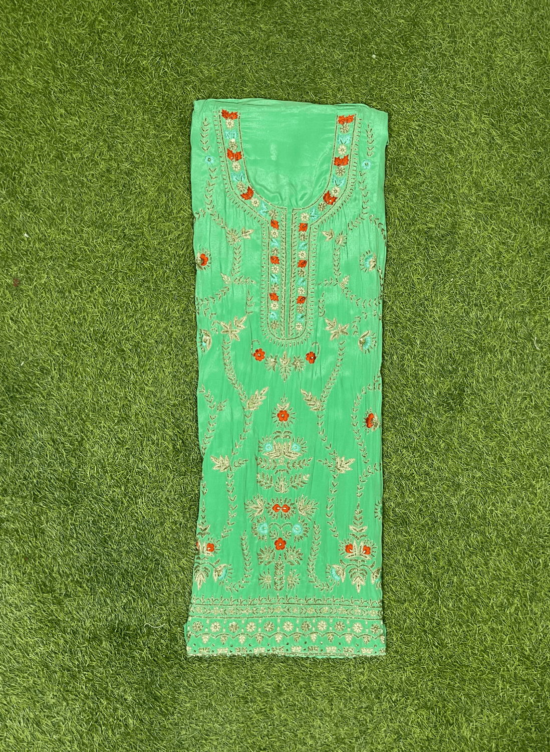 Light Green | Crepe | Crepe Suit | Wedding | Party |Wear | Ring Ceremony | Festival Suit | Allover suit | FS735
