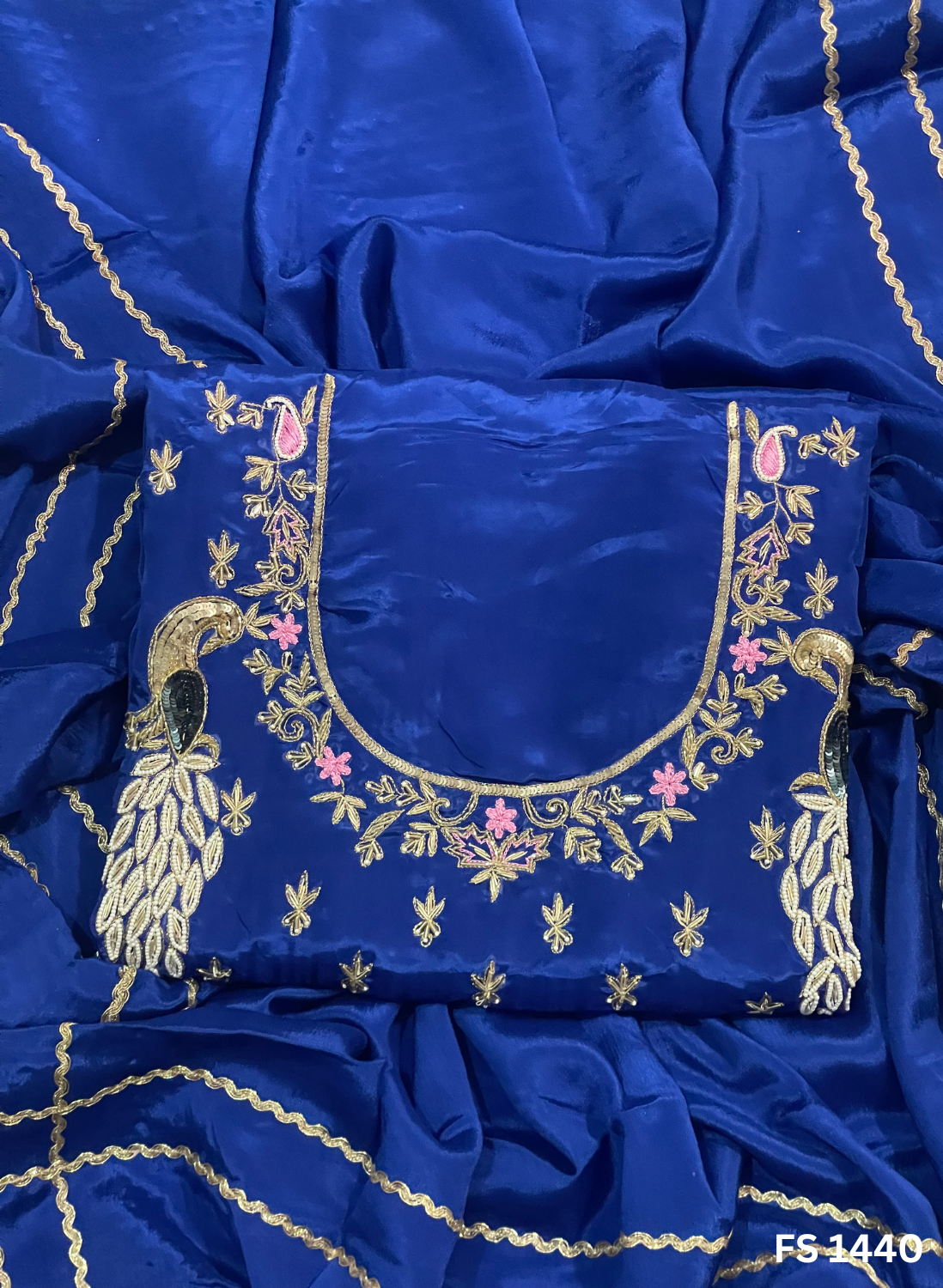 FS1440 | Royal-Blue | Crepe | Party Wear | Wedding | Jaggo | Ring Ceremony | Festival