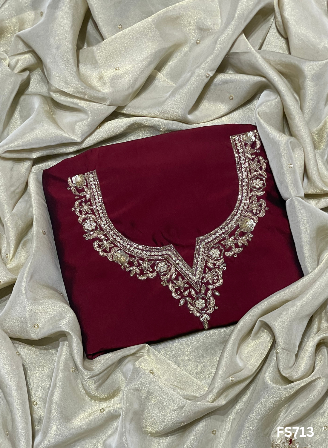 FS713 | Mehroon | Cross Silk | Kurti Lehnga | Party Wear | Wedding | Jaggo | Ring Ceremony | Festival