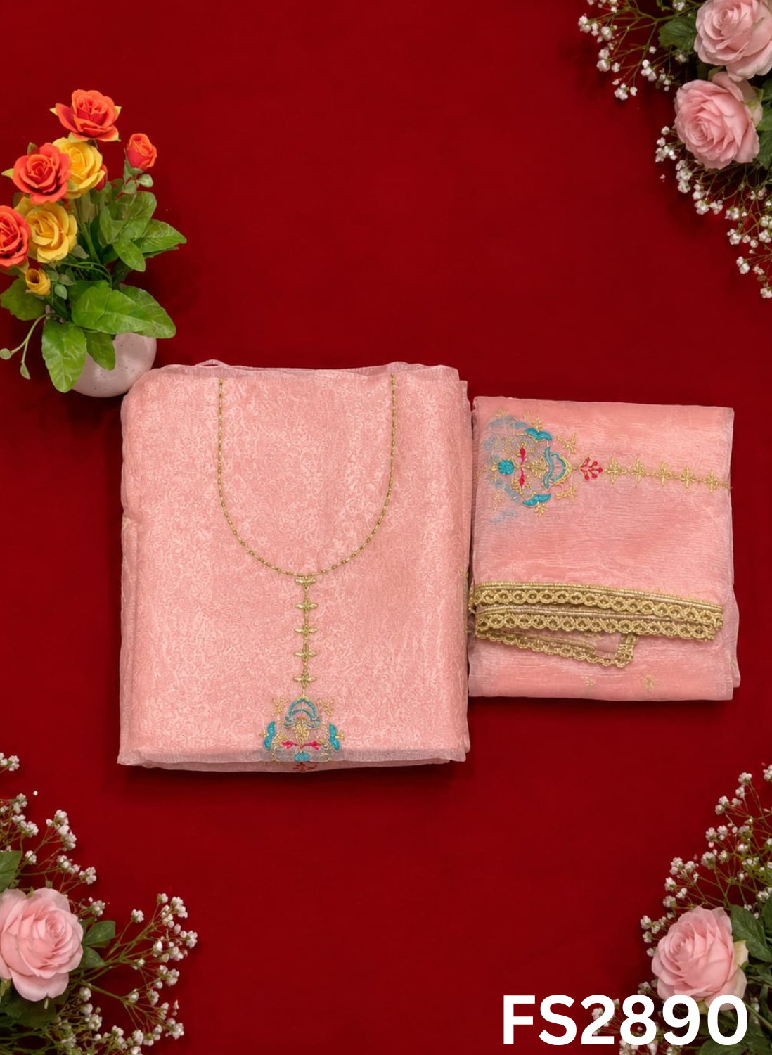 FS2890 | Crush Shimmer Suit | Party Wear | Wedding | Jaggo | Ring Ceremony | Festival