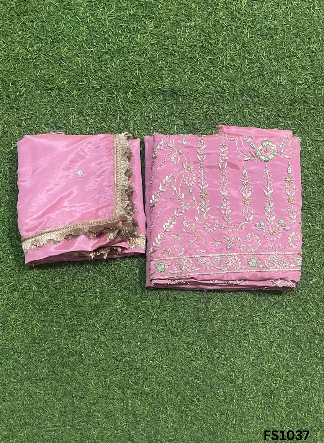 FS1037 | Off-White | Shimmer Suit | Party Wear | Wedding | Jaggo | Ring Ceremony | Festival | FS399