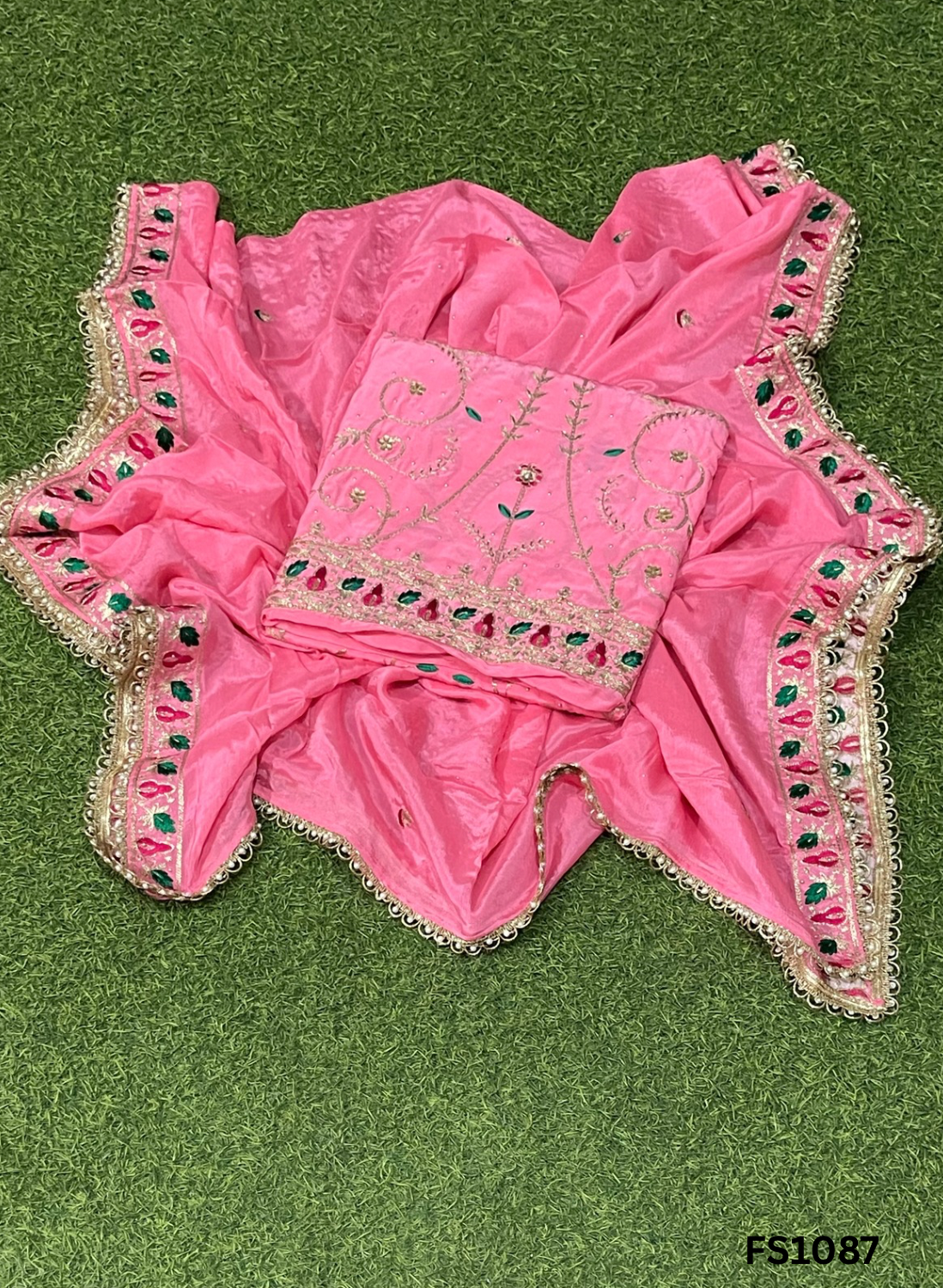 FS1087 | Baby-Pink | Crepe Suit | Wedding | Party Wear | Ring Ceremony | Festival Suit | Allover suit |