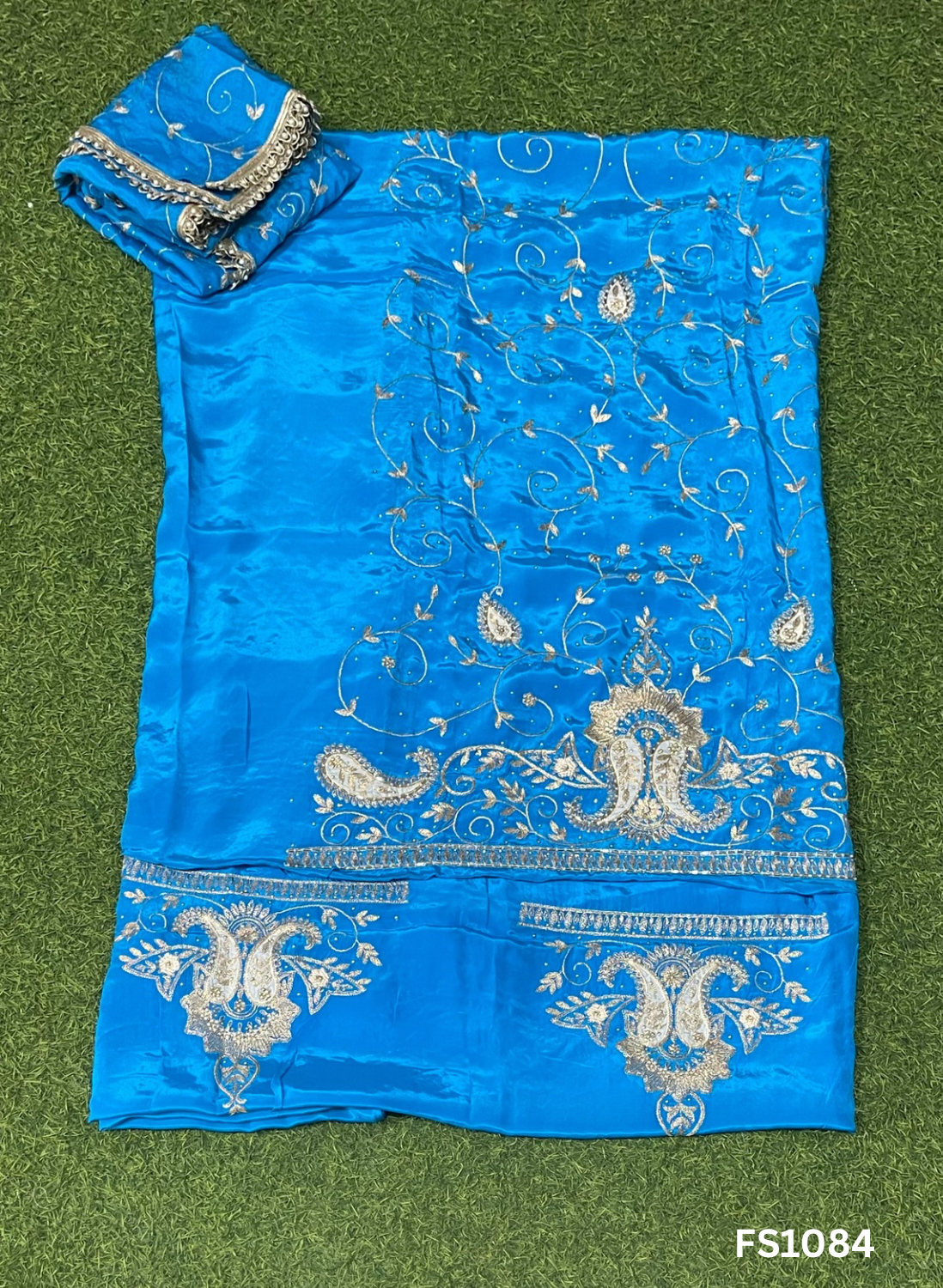 FS1084 | Firozi | Crepe Suit | Wedding | Party Wear | Ring Ceremony | Festival Suit | Allover suit |