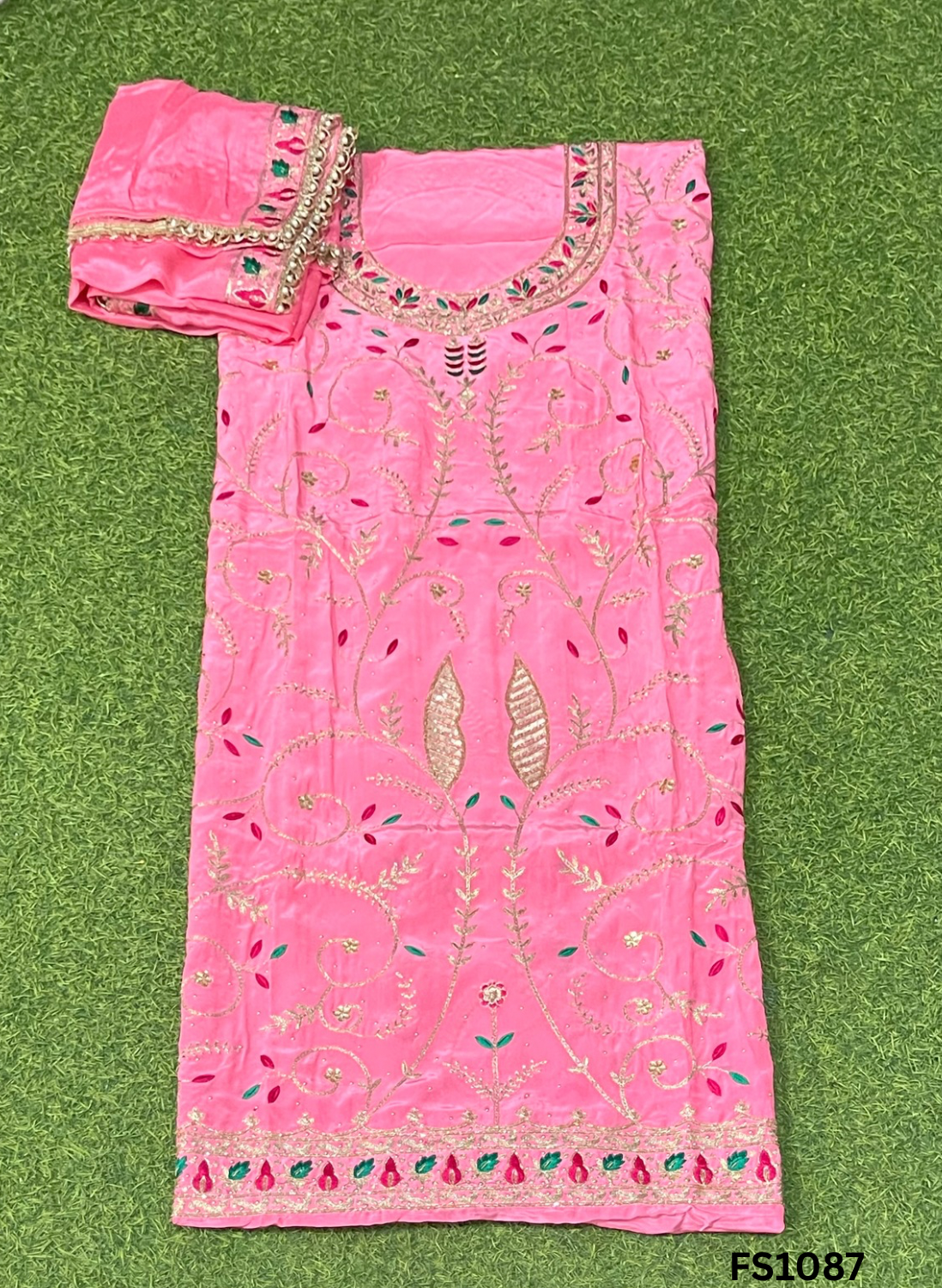 FS1087 | Baby-Pink | Crepe Suit | Wedding | Party Wear | Ring Ceremony | Festival Suit | Allover suit |