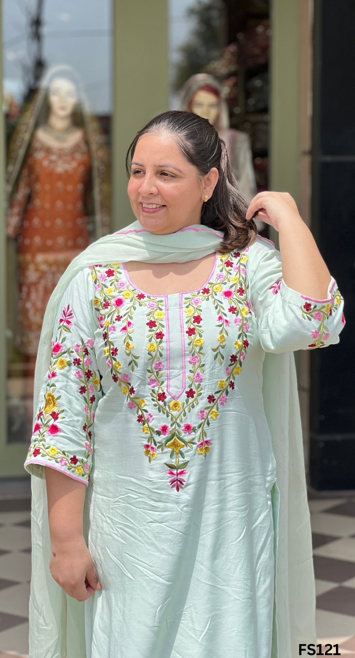 FS121 | Light Pista | Muslin Cotton Suit | Casual wear | Summer Suits | Regular wear |