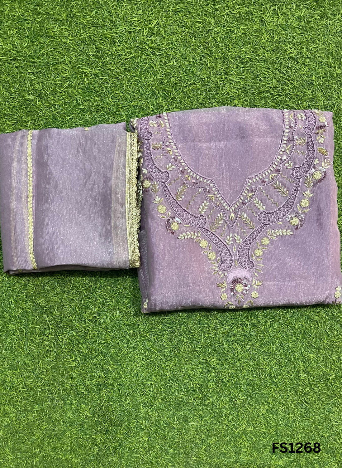 FS1268 | Lavender | Glass Shimmer Suit | Party Wear | Wedding | Jaggo | Ring Ceremony | Festival
