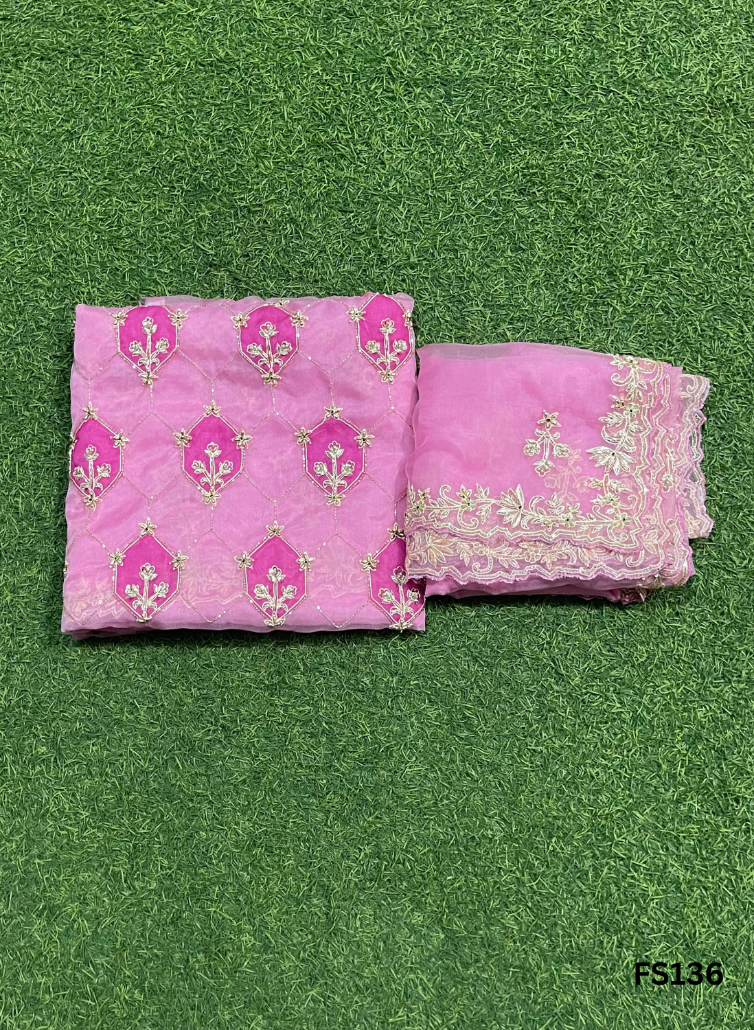 FS136 | Rust | Organza Suit| Party Wear | Wedding | Jaggo | Ring Ceremony | Festival | F9BAAAA