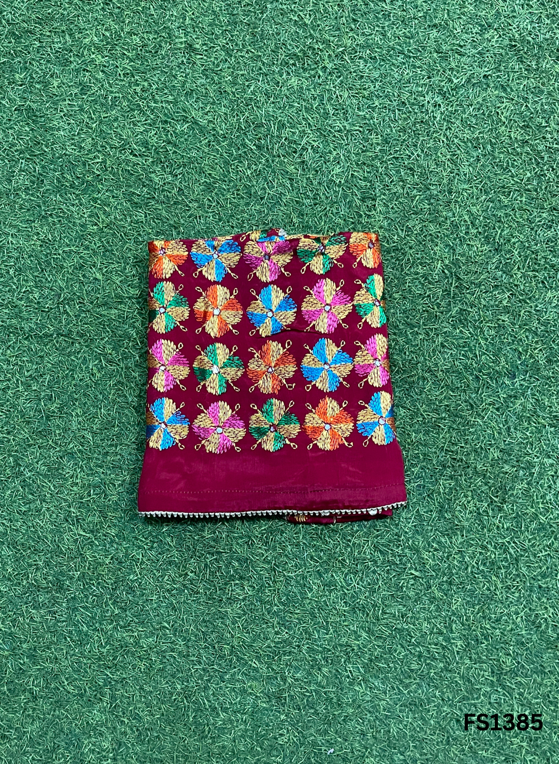 FS1385 | Luxurious | Embroidered | Pure Kamal Chinon | Phulkari - 2.5 Meters of Elegance