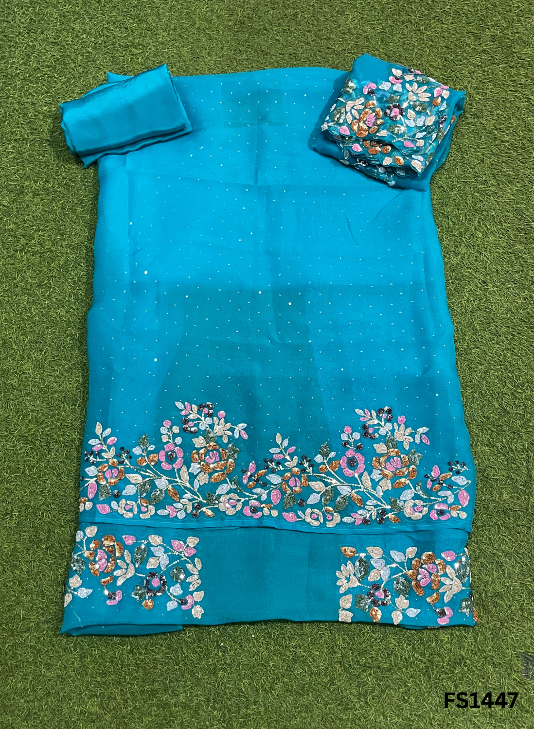 FS1447 |Sky blue | Pure Organza Suit | Party Wear | Wedding | Ring Ceremony | Festival | Bridal