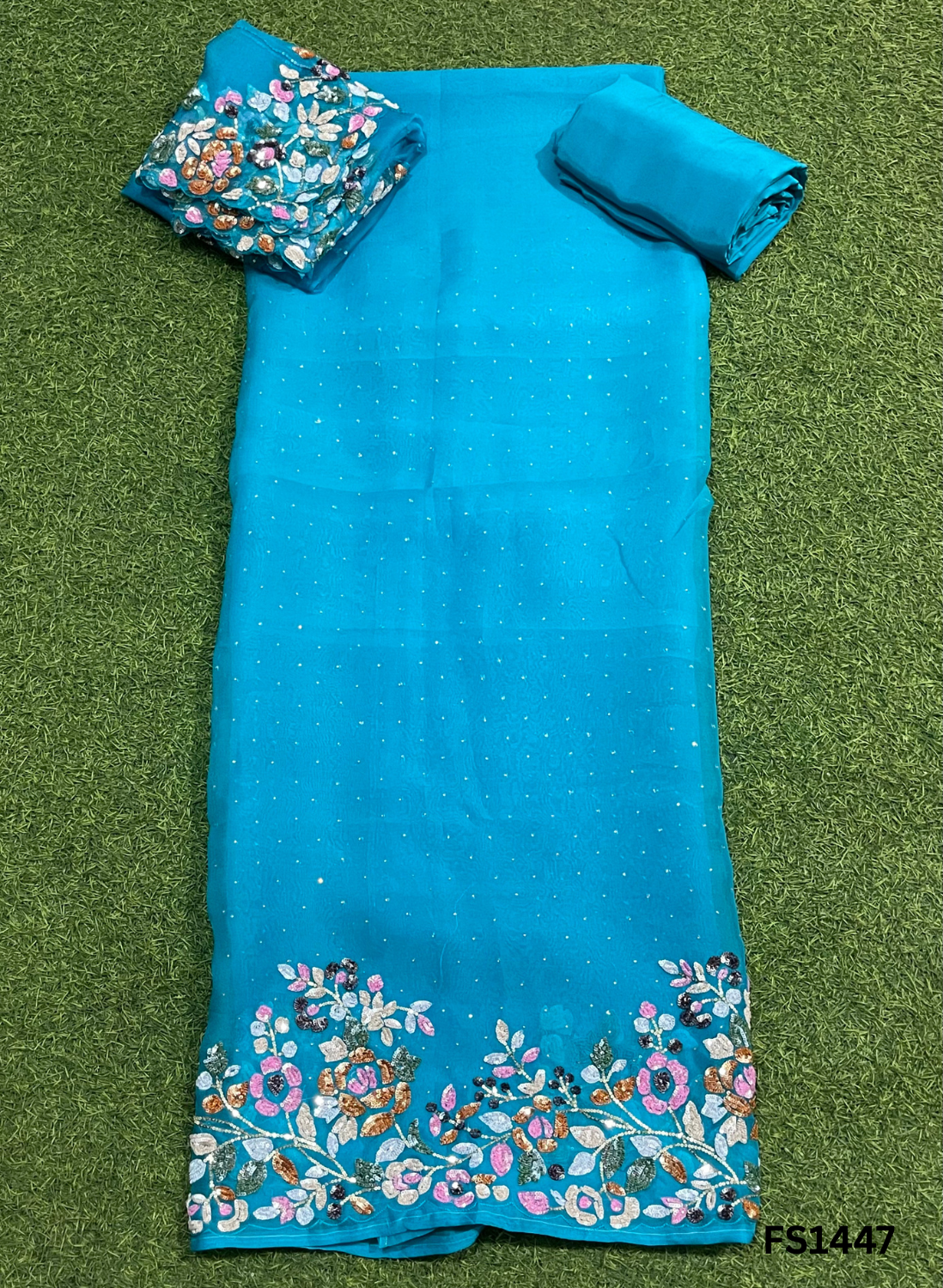 FS1447 |Sky blue | Pure Organza Suit | Party Wear | Wedding | Ring Ceremony | Festival | Bridal
