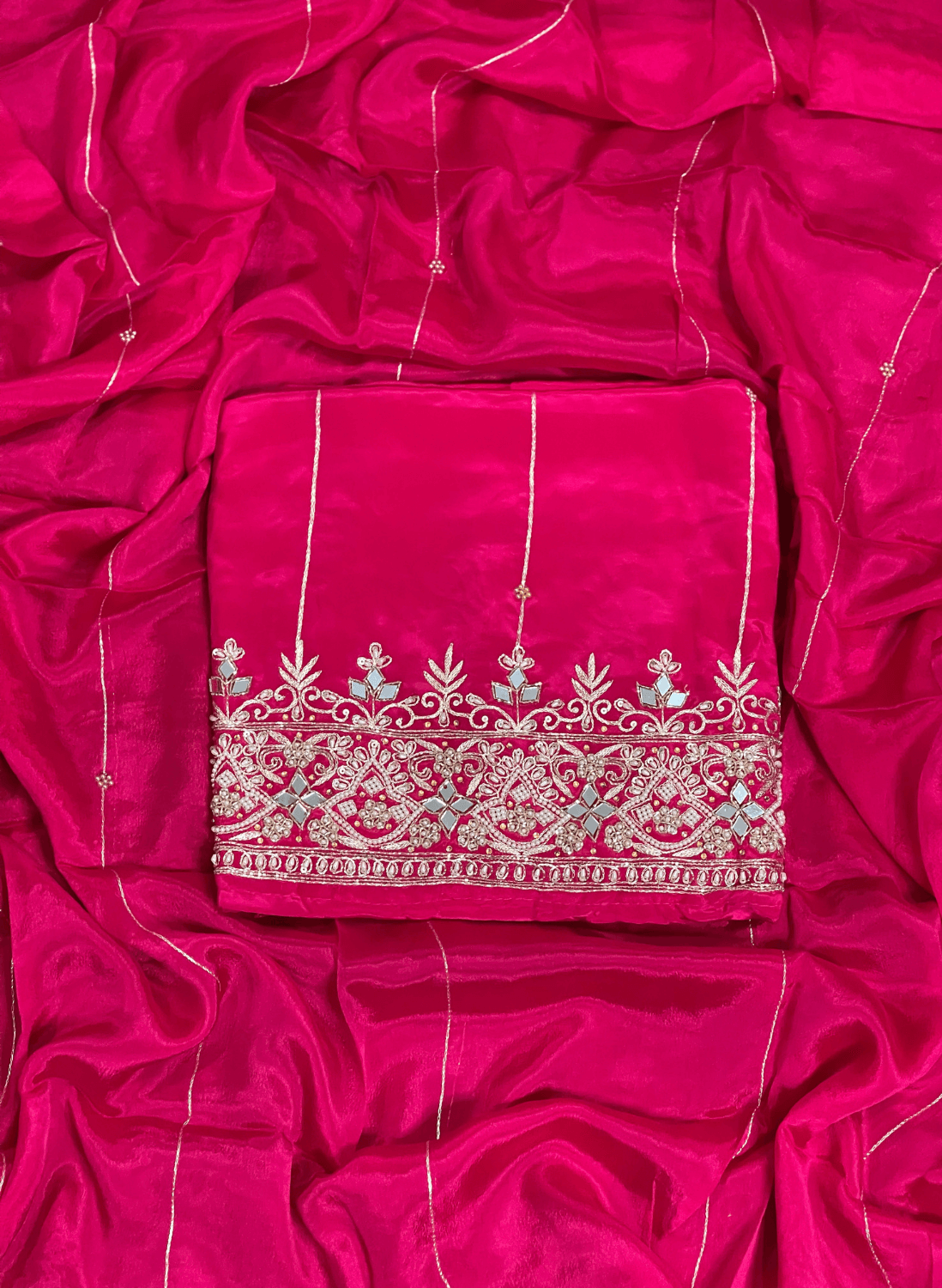 Hot-Pink Crepe | Crepe Suit | Wedding | Party Wear | Ring Ceremony | Festival Suit | Allover suit | FS063