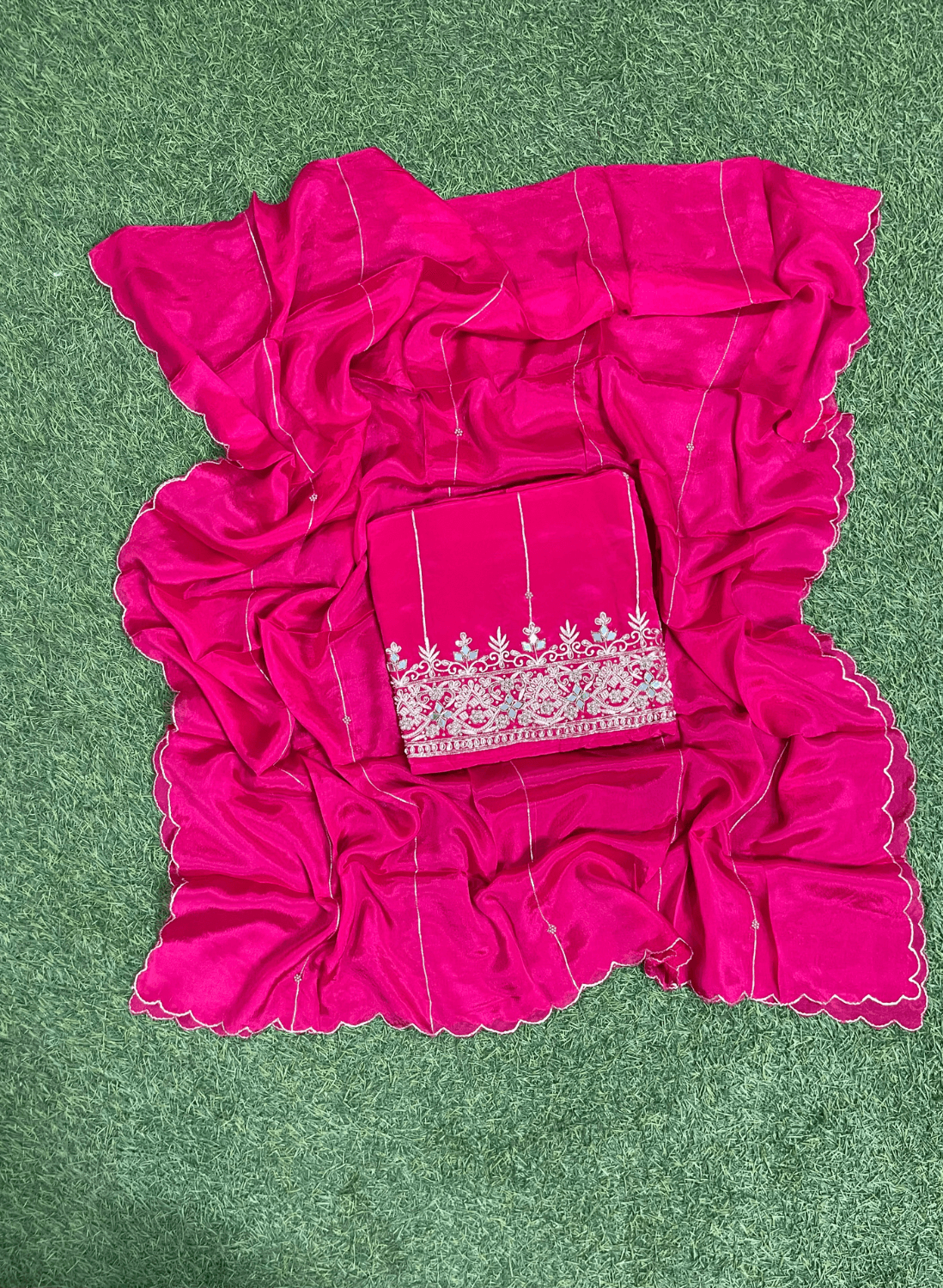 Hot-Pink Crepe | Crepe Suit | Wedding | Party Wear | Ring Ceremony | Festival Suit | Allover suit | FS063