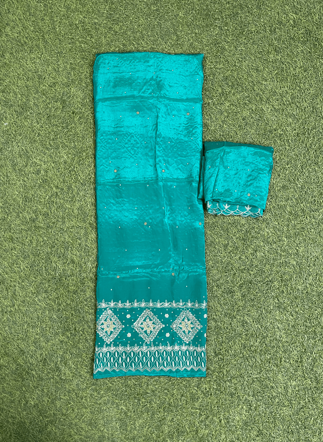 FS473 | Sea-Green Crepe | Crepe Suit | Wedding | Party Wear | Ring Ceremony | Festival Suit | Allover suit | F9BHAA