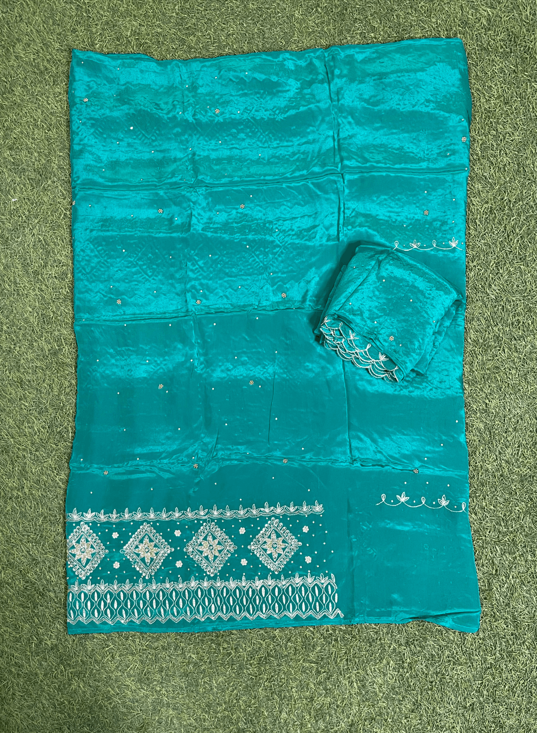 FS473 | Sea-Green Crepe | Crepe Suit | Wedding | Party Wear | Ring Ceremony | Festival Suit | Allover suit | F9BHAA