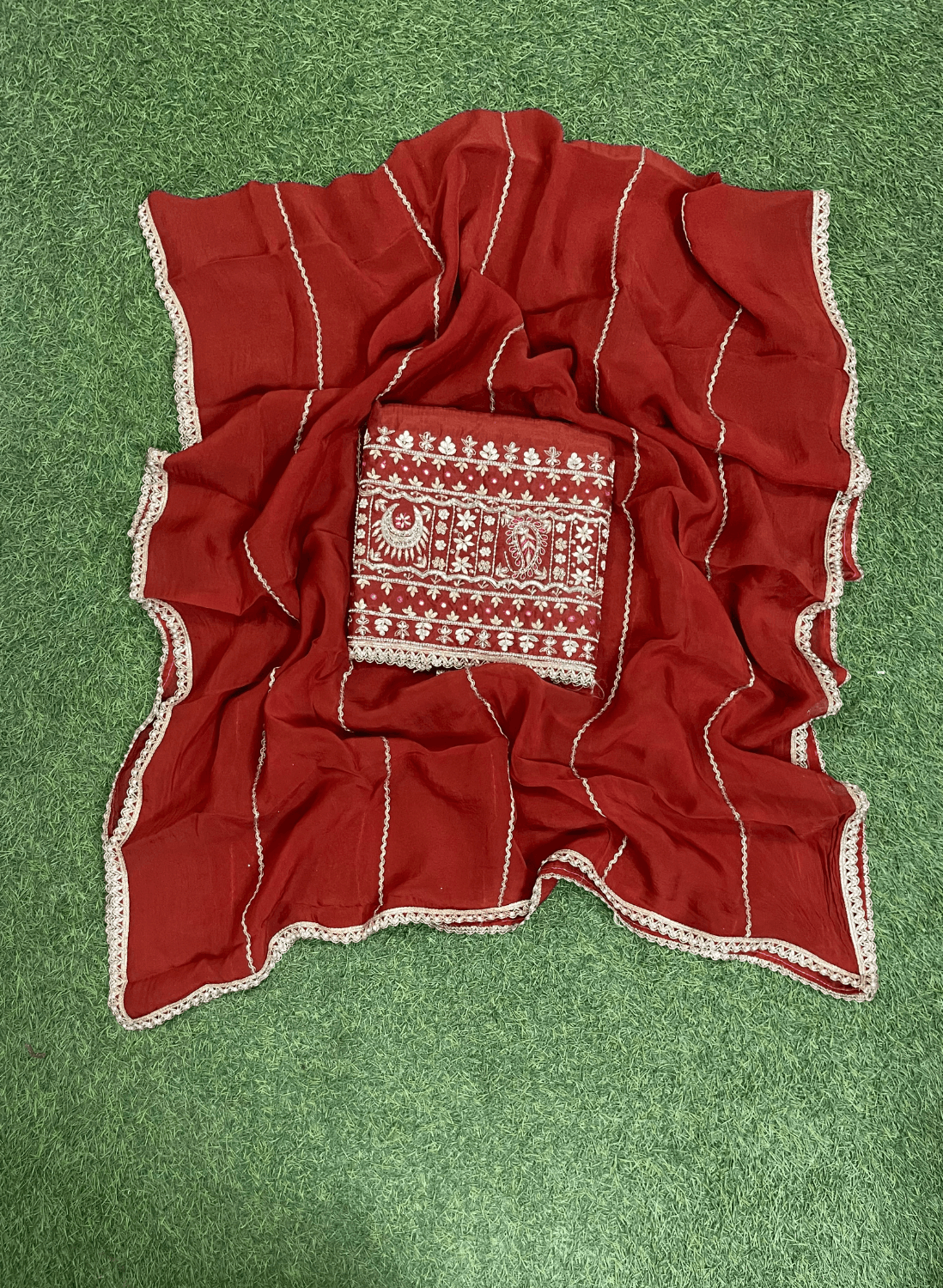 FS1424 | Rust | Raw Silk Suit | Party Wear | Wedding | Jaggo | Festival |