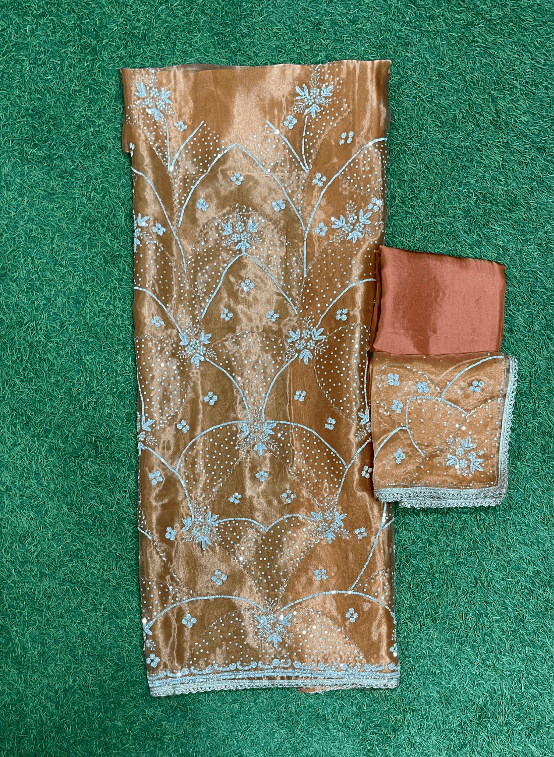 FS486 | Rust | Glass Shimmer Suit| Party Wear | Wedding | Jaggo | Ring Ceremony | Festival | F