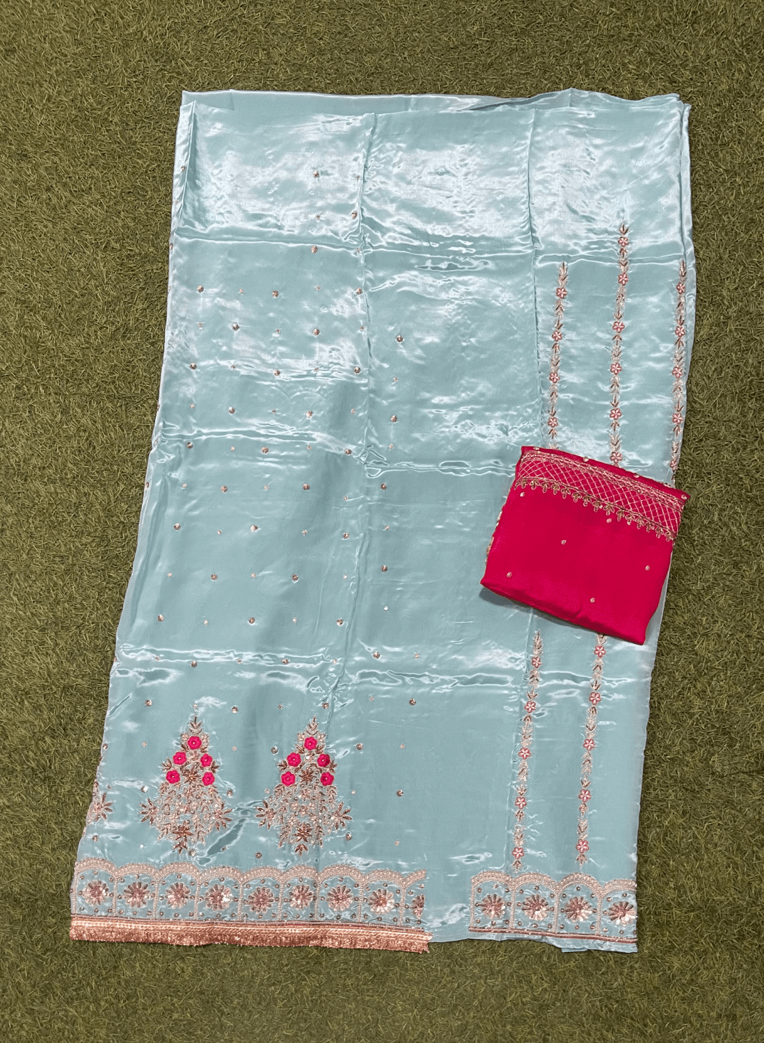 Sky Blue | Crepe Suit | Wedding | Party Wear | Ring Ceremony | Festival Suit | Allover suit | FS189