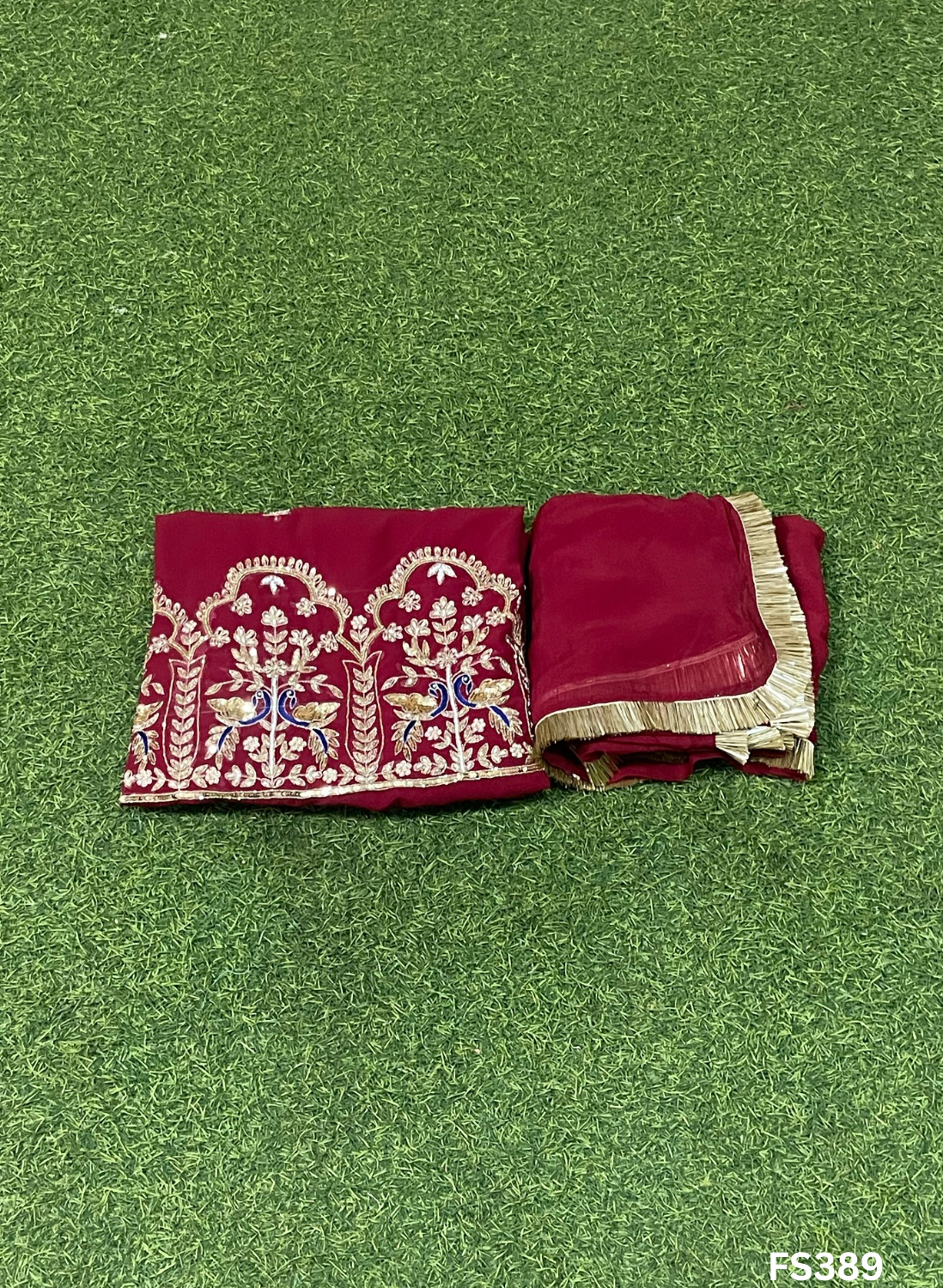 FS389 | Red Georgette Suit | Party Wear | Wedding | Jaggo | Ring Ceremony | Festival |
