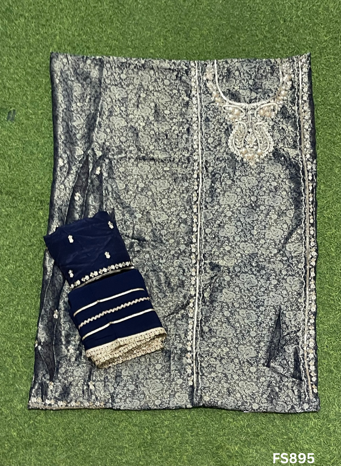 FS895| Navy Blue | Banarasi Silk Suit| Party Wear | Wedding | Jaggo | Ring Ceremony | Festival |