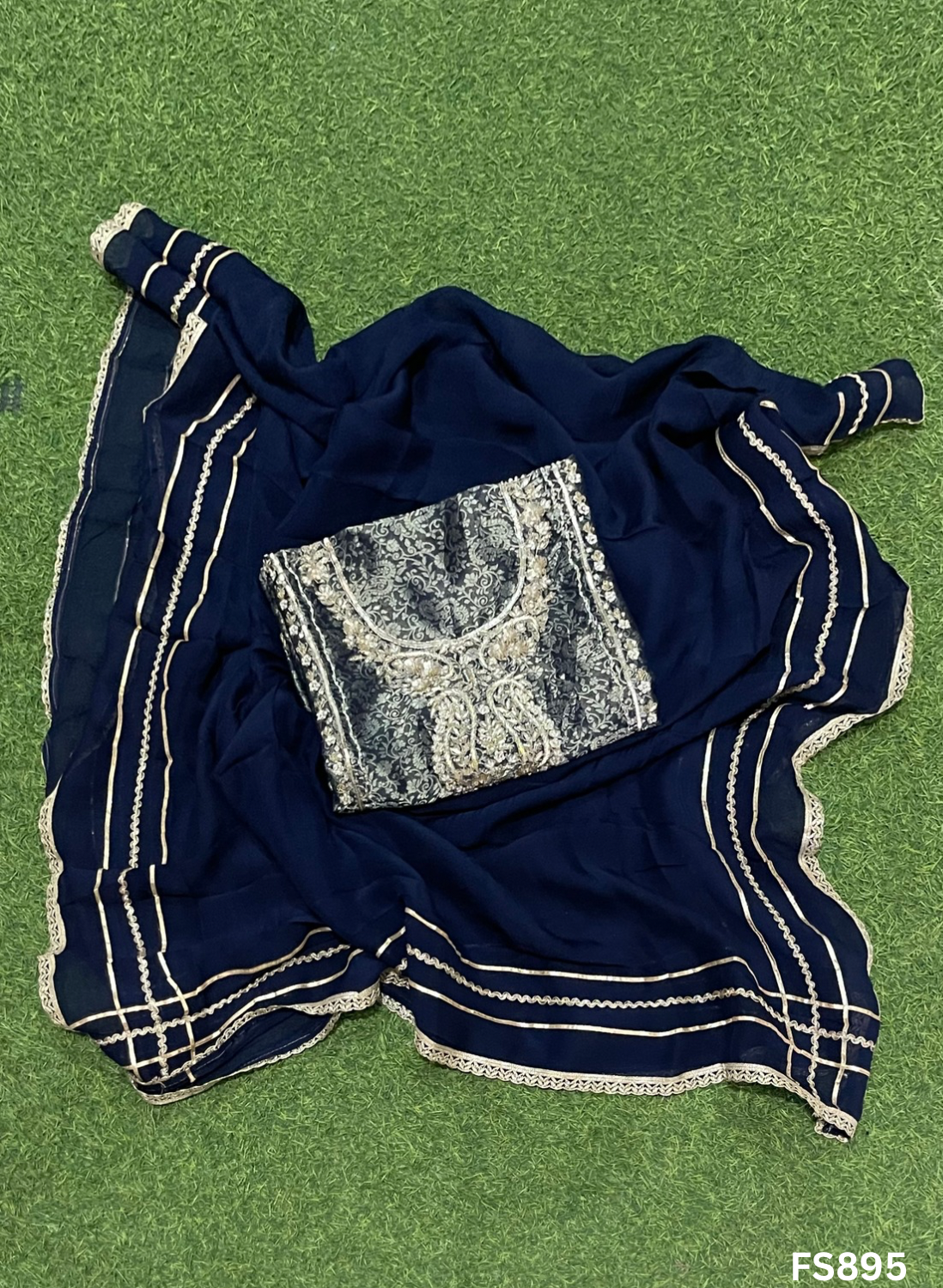 FS895| Navy Blue | Banarasi Silk Suit| Party Wear | Wedding | Jaggo | Ring Ceremony | Festival |
