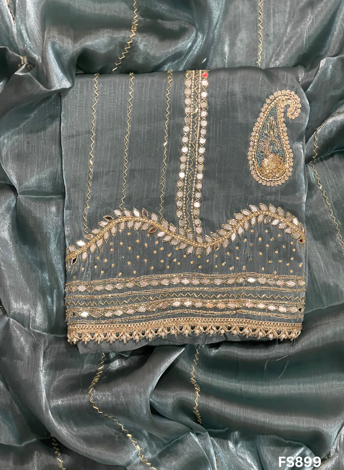 FS899 | Glass Shimmer Suit | Party Wear | Wedding | Jaggo | Ring Ceremony | Festival|