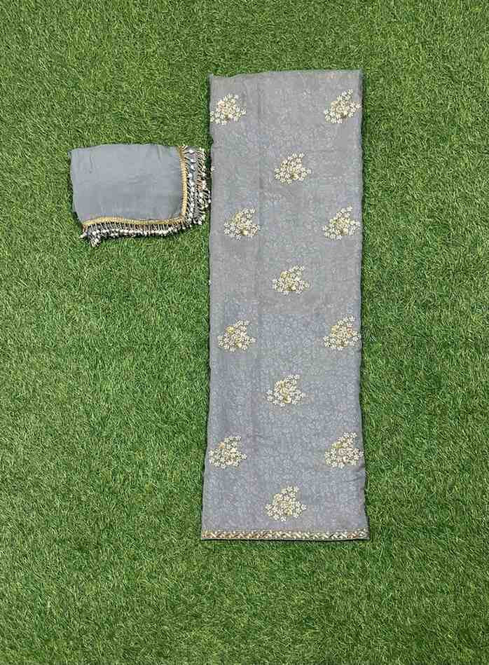 FS262 | Gray Shimmer Suit | Party Wear | Wedding | Jaggo | Ring Ceremony | Festival| F9EAAA