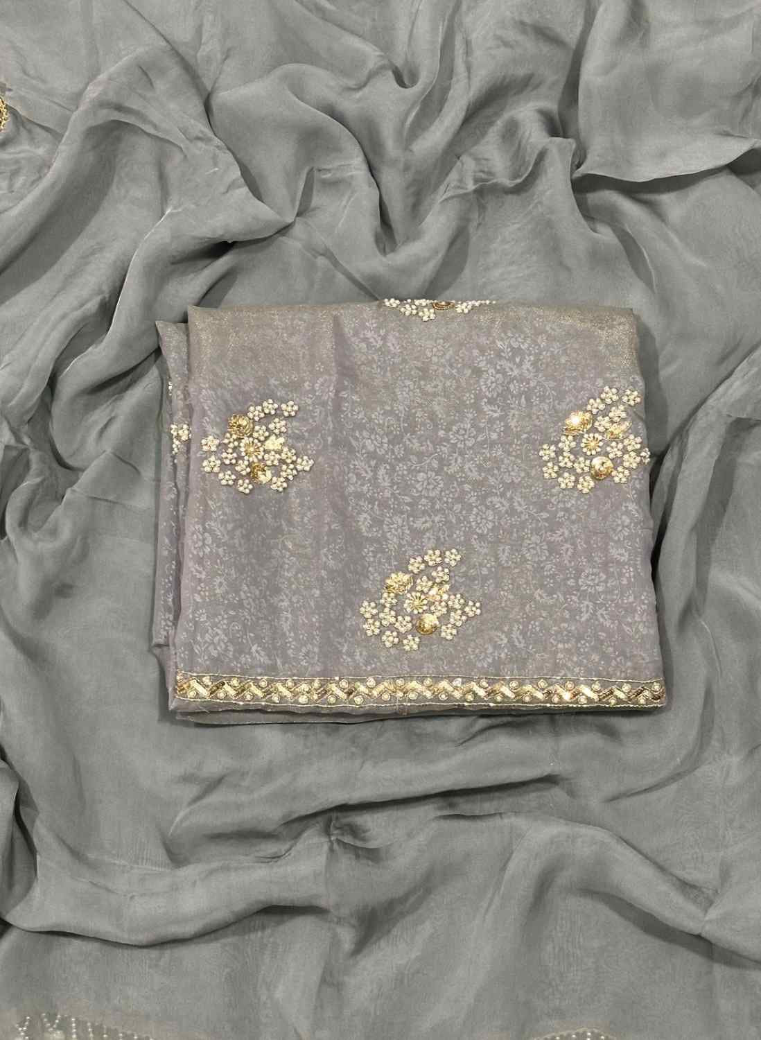 FS262 | Gray Shimmer Suit | Party Wear | Wedding | Jaggo | Ring Ceremony | Festival| F9EAAA