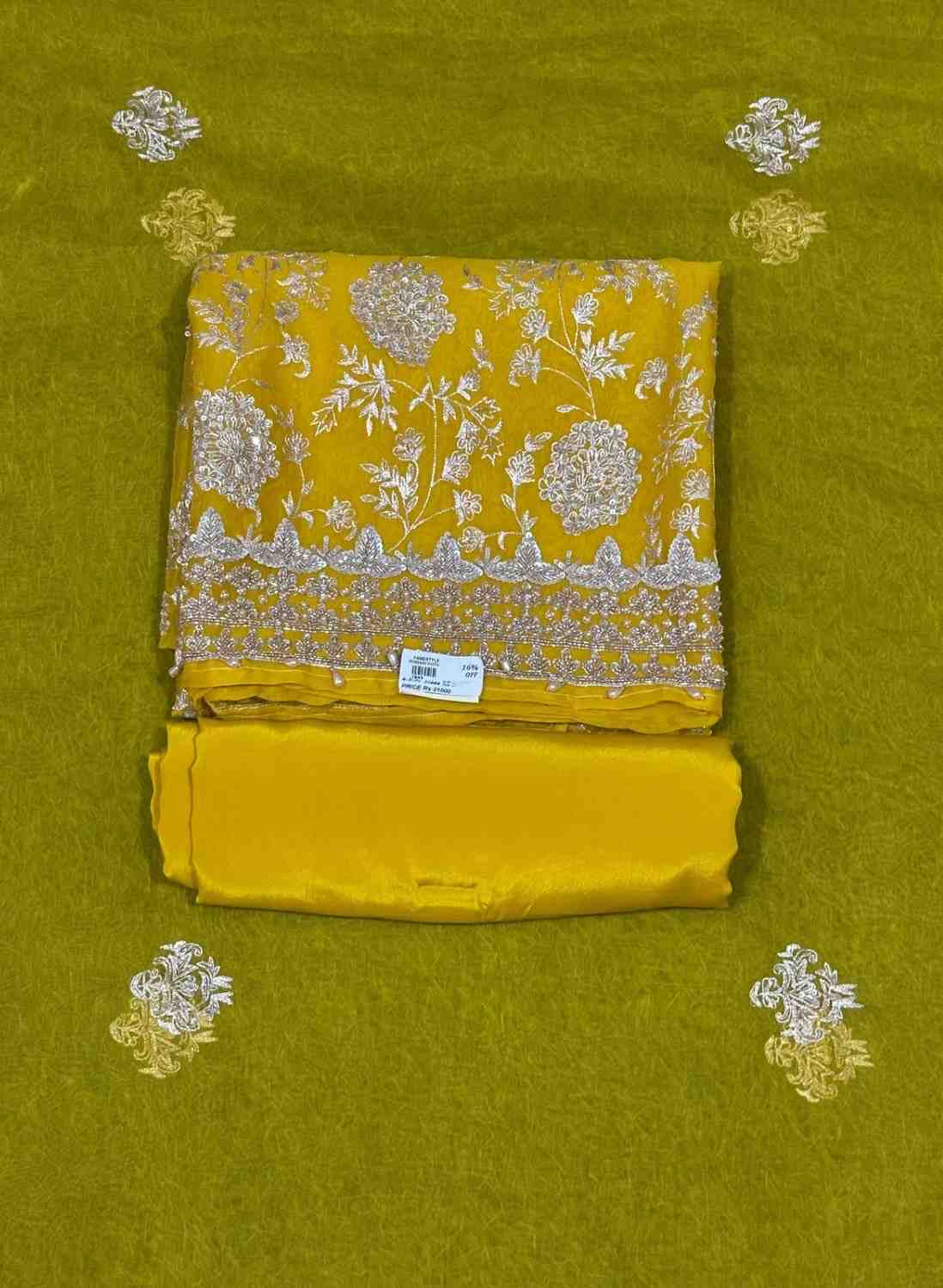 Yellow Organza Suit | Party Wear | Wedding | Jaggo | Ring Ceremony | Festival |