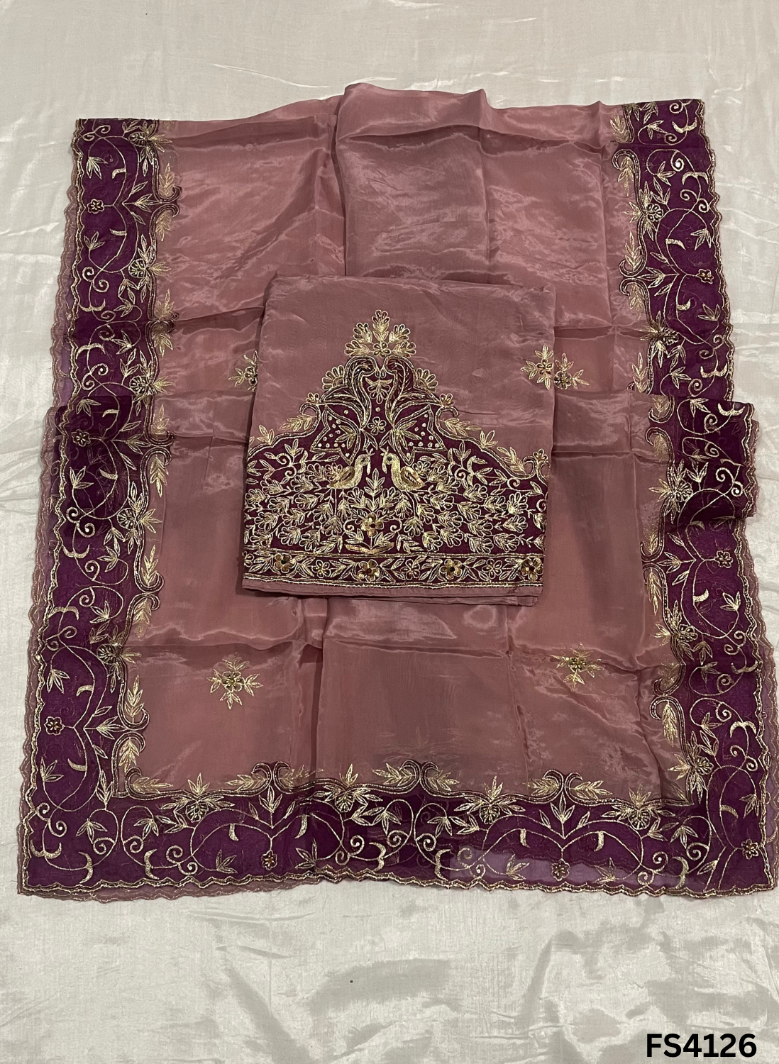 FS4126 | Handmade Wedding Suit | Silk Organza Suit | Silk Organza Dupatta | Jaggo Wear |Party Wear | Ring Ceremony |