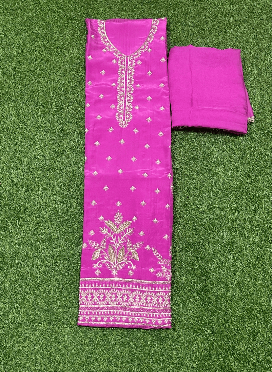 FS219 | Hot pink Crepe | Crepe Suit | Wedding | Party Wear | Ring Ceremony | Festival Suit | FS219 | F9EFAA
