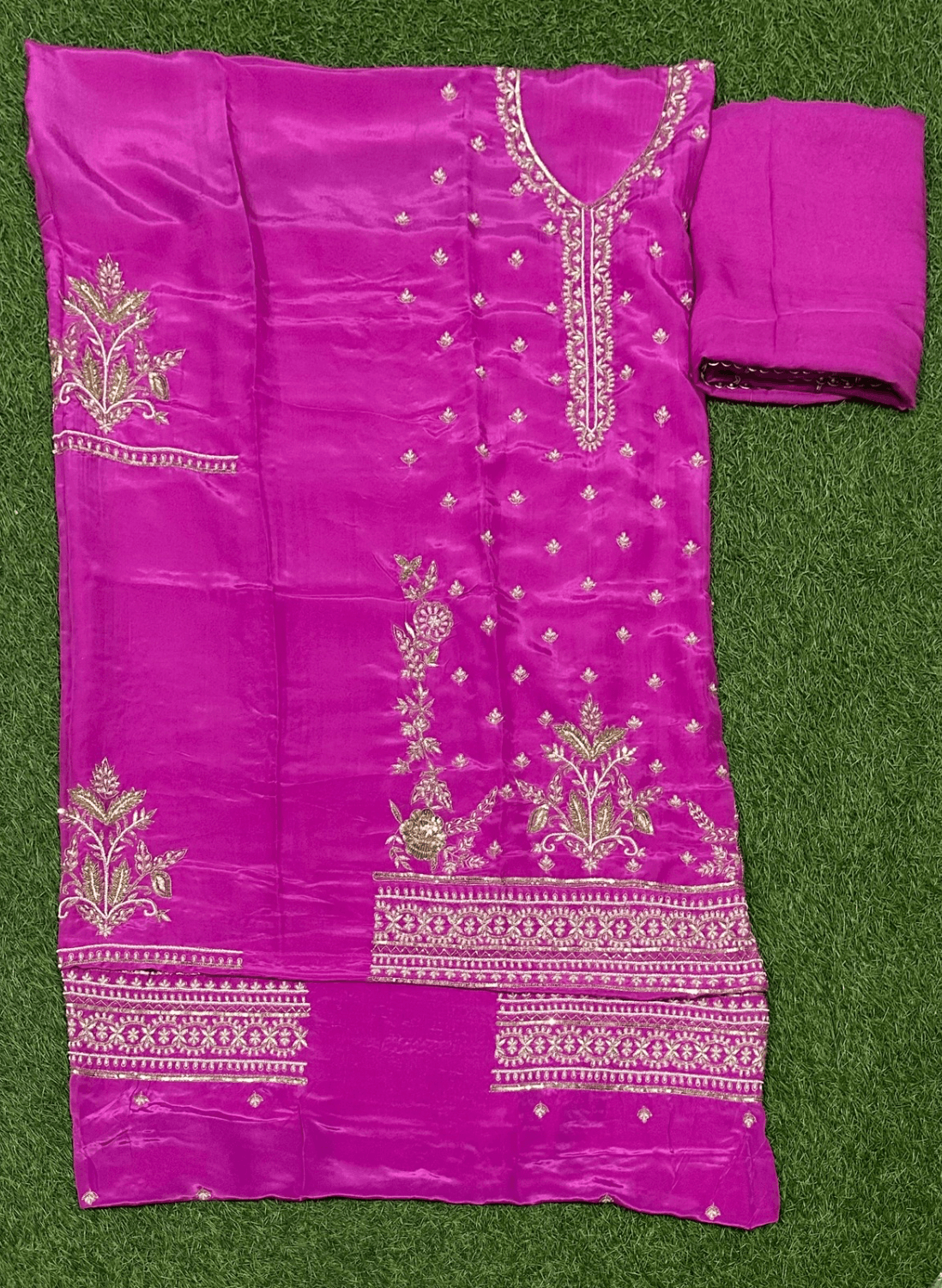 FS219 | Hot pink Crepe | Crepe Suit | Wedding | Party Wear | Ring Ceremony | Festival Suit | FS219 | F9EFAA