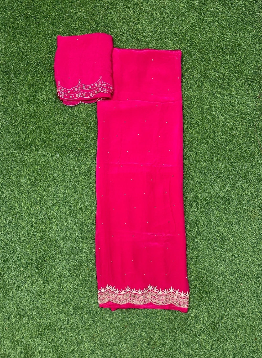 Hot pink | Crepe Suit | Wedding | Party Wear | Ring Ceremony | Festival Suit | Jaggo Suit |