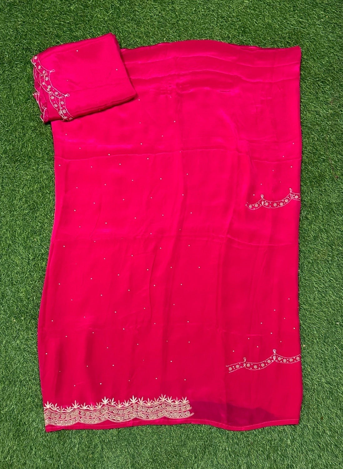 Hot pink | Crepe Suit | Wedding | Party Wear | Ring Ceremony | Festival Suit | Jaggo Suit |